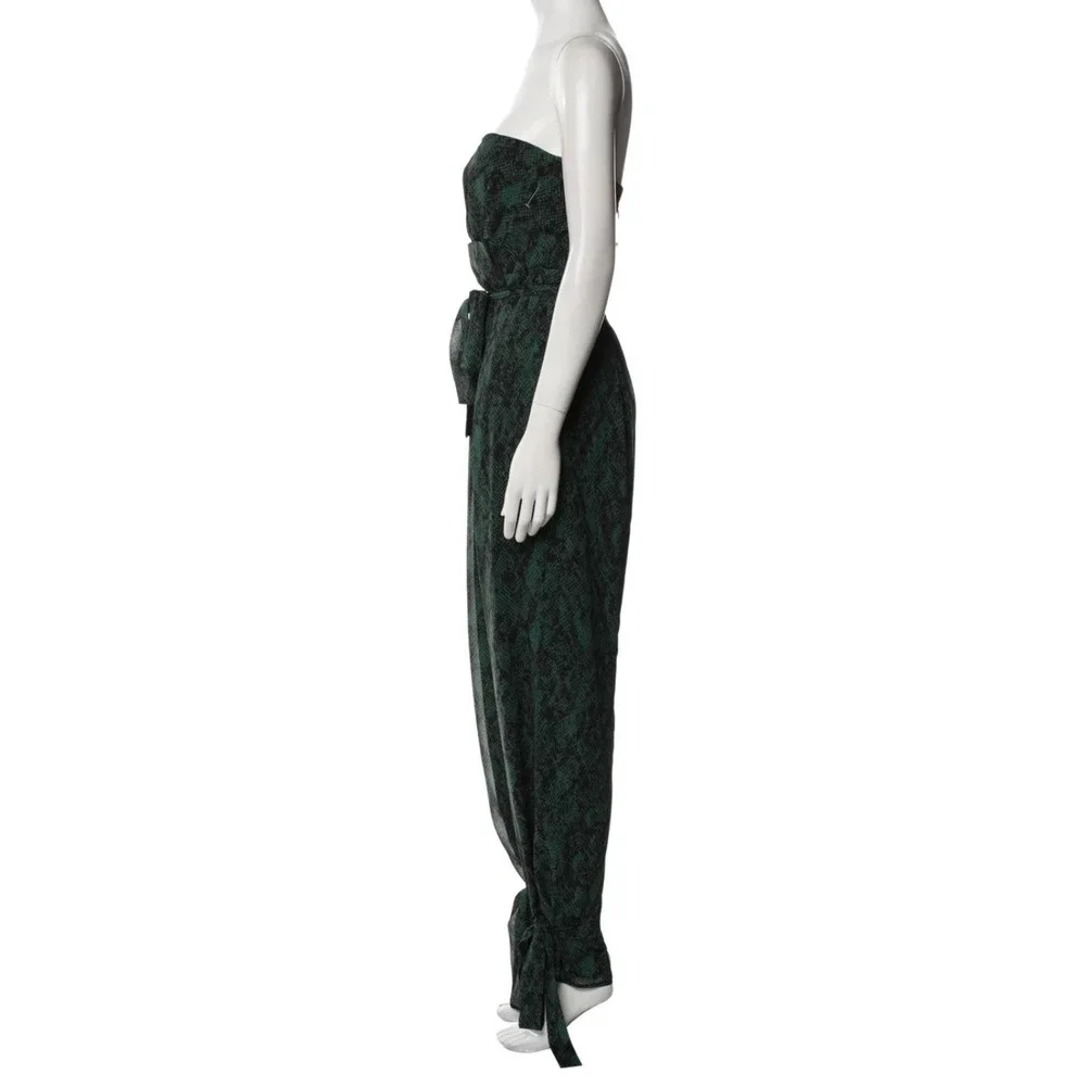 New Michael Costello Revolve Jumpsuit Snakeskin Strapless Corset Small Green - Picture 3 of 8